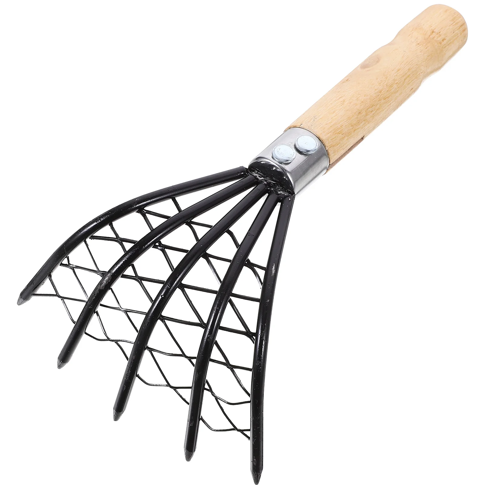 1Pcs Stainless Steel Clam Rake Black Rust Resistant Wooden Handle Easy Design Seafood Digging Tool Clam Rake