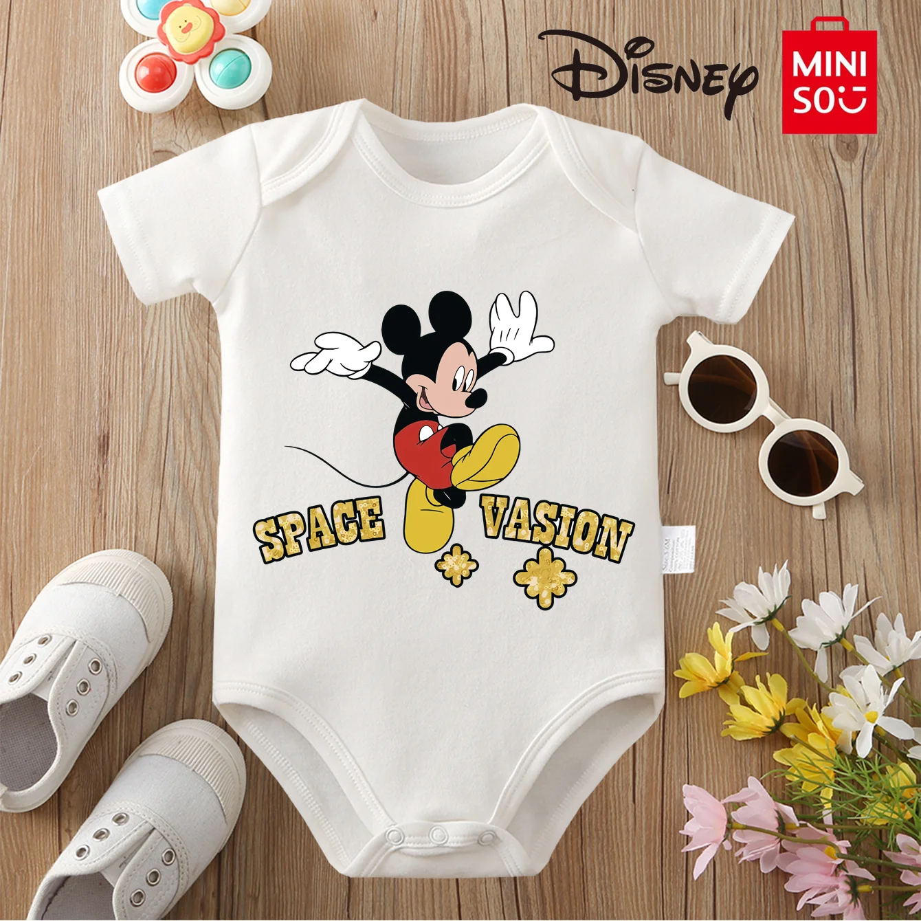 

100% Cotton Baby Clothe Baby Onesie Bodysuit Mickey Mouse Print for 0 To 12 Months Newborn