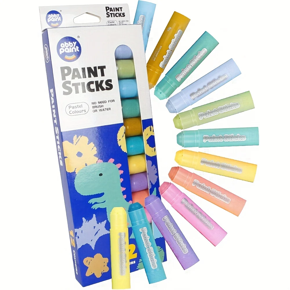 Macaron 12 Color Quick Drying Crayon with Soft and Stackable Color Coverage, High 90 Second Drying Time