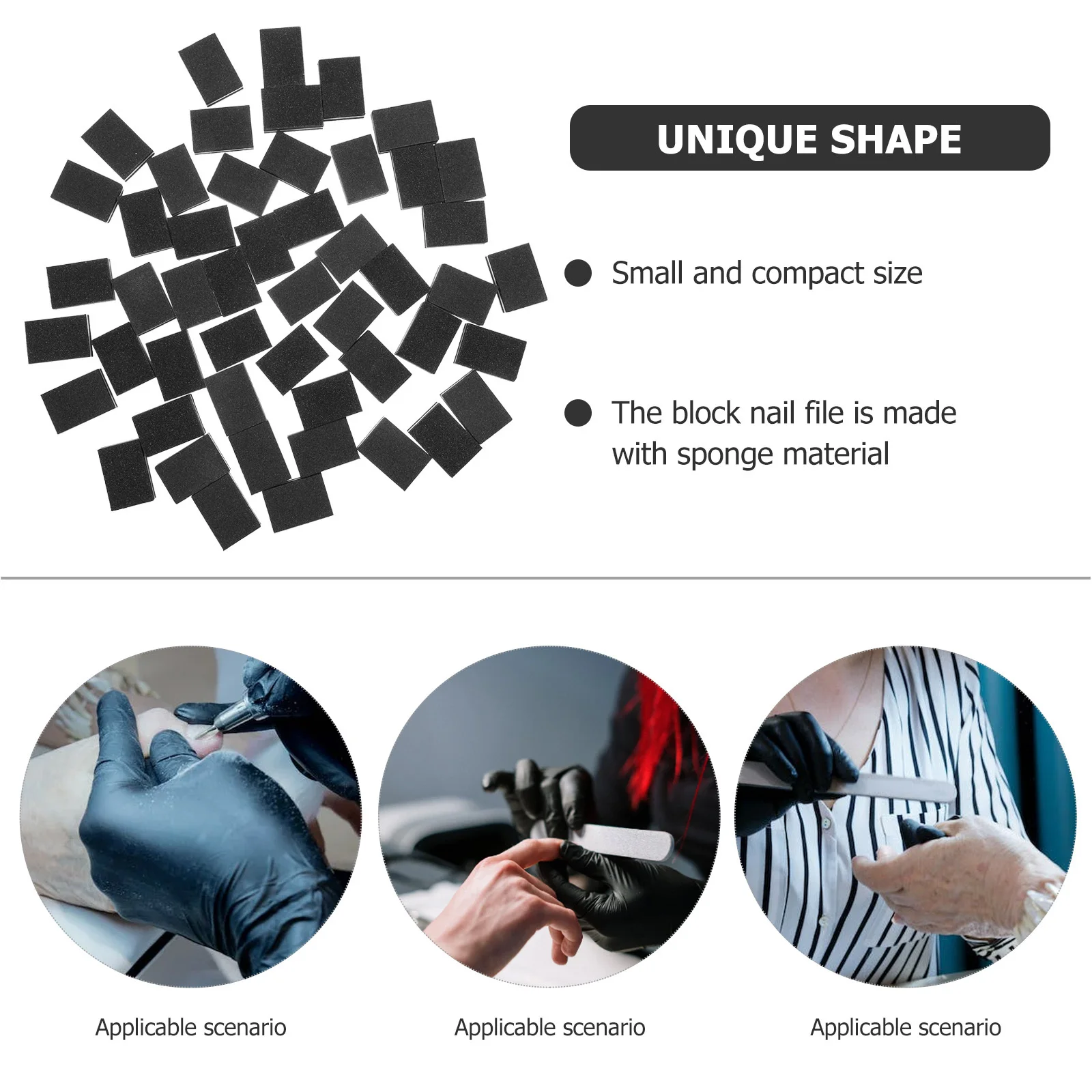 

50Pcs Nail File Double Side Sponge Buffer Block Nail Files Manicure Pedicure Toenail Fingernail Fingernail File