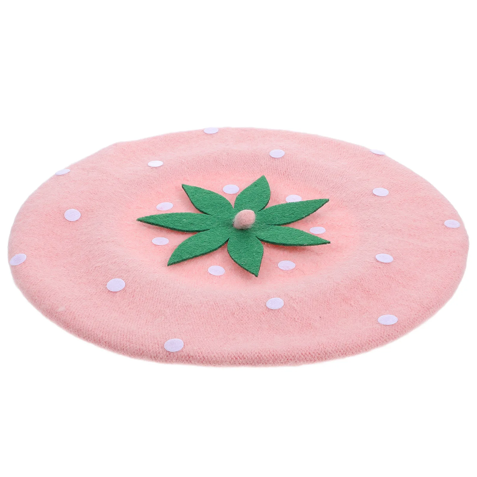 

1pcs Strawberry Beret Hat Cute Woolen Artist Cap For Women Girls Pink French Beret Winter Warm Furry Fashion Hat Accessory