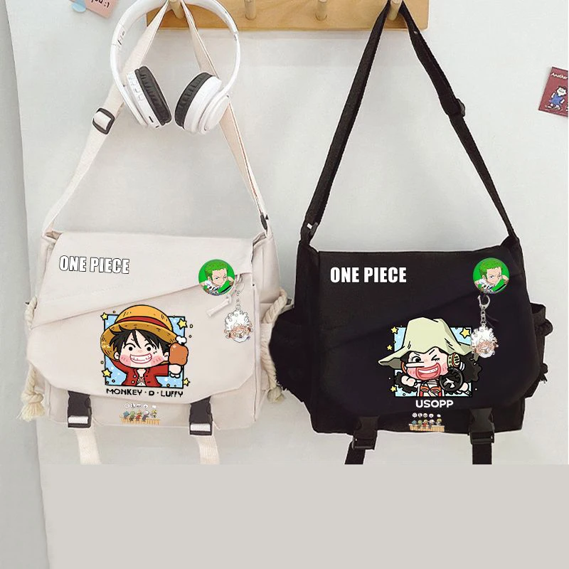 Jednoczęściowy plecak na ramię Luffy Chopper Nami Usopp Anime peryferyjny tornister typu cross-body chłopięca torba nautoring torba studencka