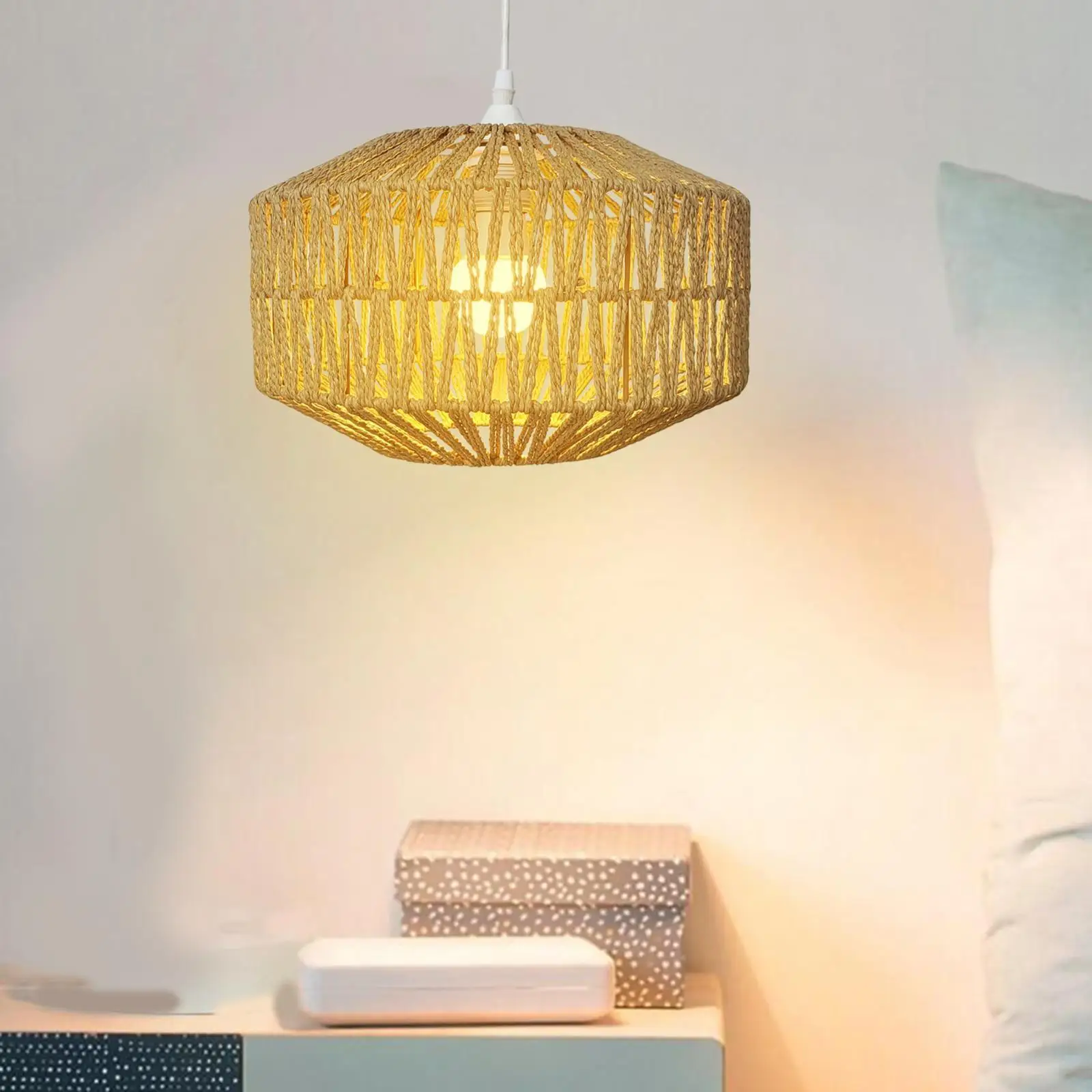 Woven Rope Lampshade Reading Light Chandelier Home Kitchen Island Floor Lamp Hanging Lights Floors Lamp Pendant Light Cover