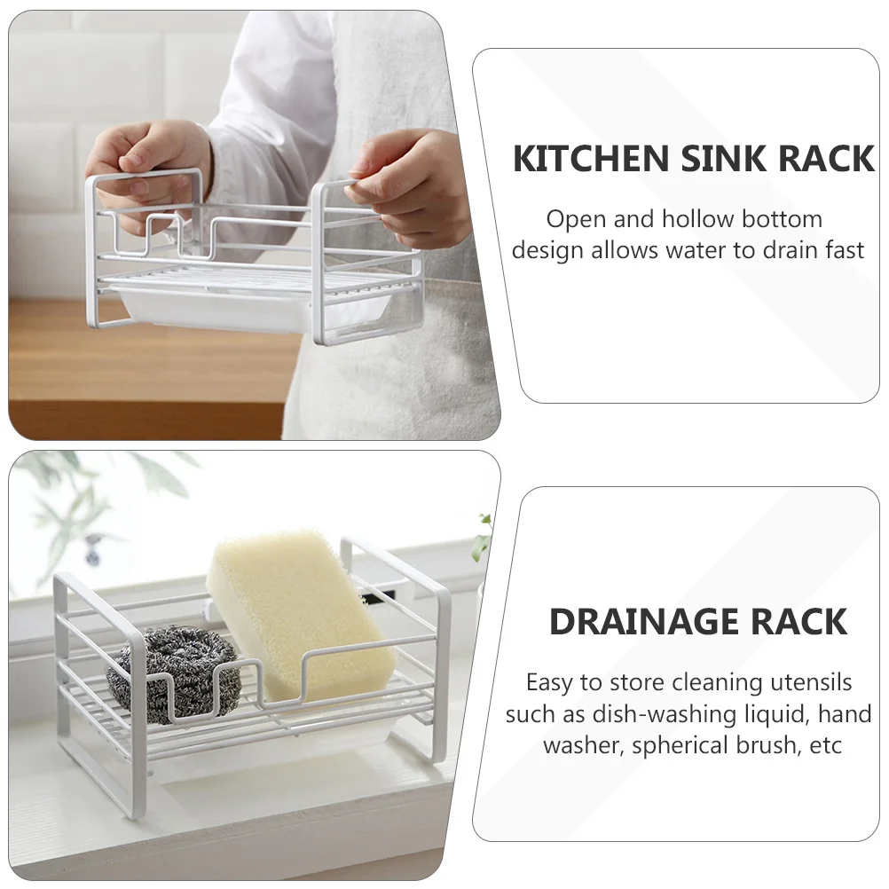 

Drainable Sponge Holder Kitchen Organizer Hollow Bottom Storage Rack For Dish Soap Brush Bathroom Utensils Sink Storage