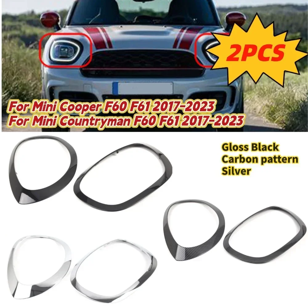 

​for Mini Cooper F60 F61 2017-2023 For Countryman F60 F61 2017-2023 Headlight Cover Trim Ring Headlight Exterior Frame 2pc