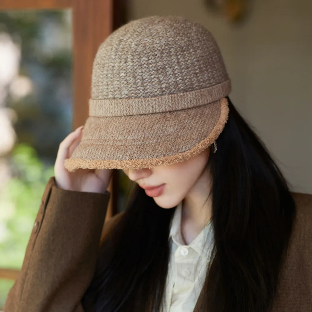 HT5014 Eimer Kappe Frühling Herbst Winter Hüte für Frauen Gestrickte Hut Weibliche Packbare Breite Krempe Hut Damen Fleece Gefüttert Eimer Hut – Detail 11