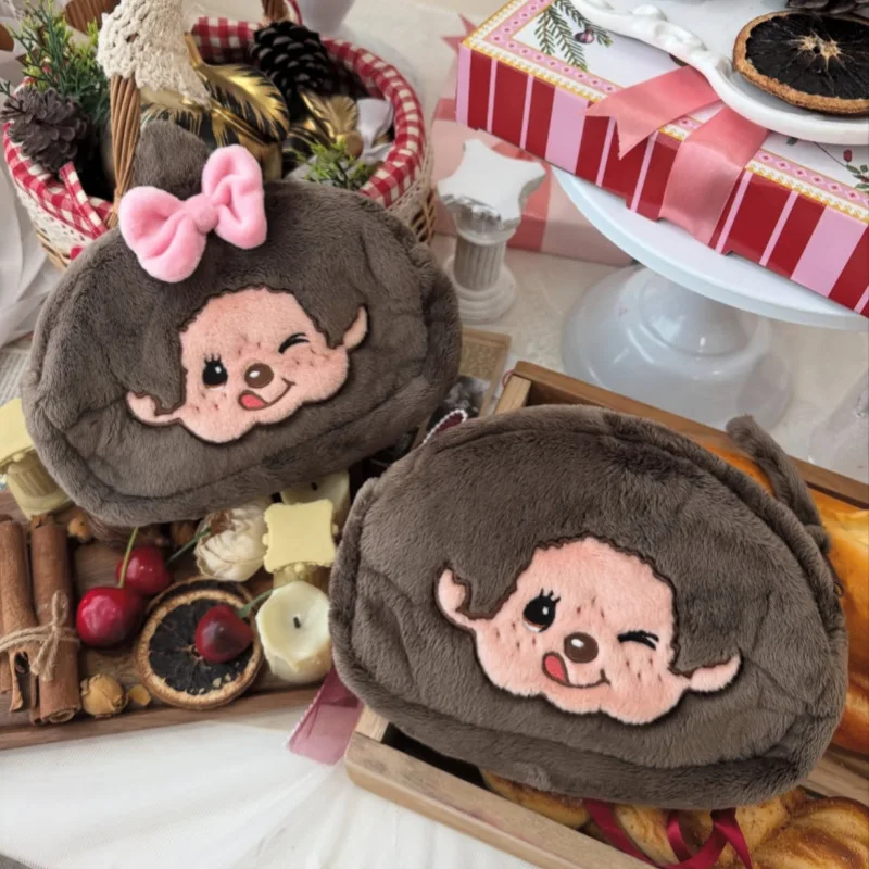 

Новая мультяшная плюшевая косметичка Monchhi: милая вышитая сумочка для мелочи, очаровательный подарок, аксессуары