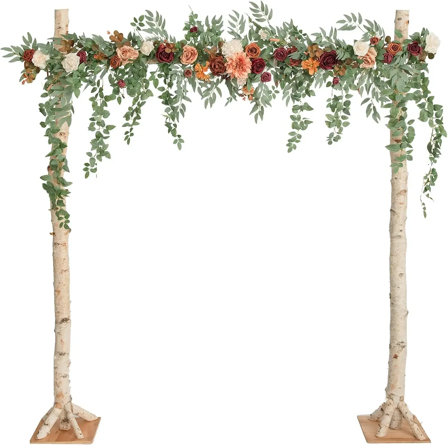 

6.5FT Backdrop Flower Garland Decorations, Fall Artificial Wedding Arch Flowers, Orange Ceremony Reception Hanging Eucalyptus Ro