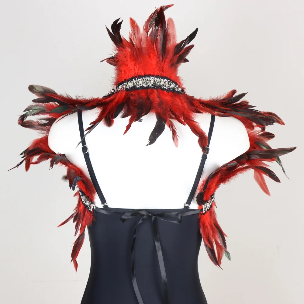 Natuurlijke veren schouderophalen sjaal voor vrouwen cosplay zwart Halloween luxe veren schouder wraps sexy punk gothic veren sjaals