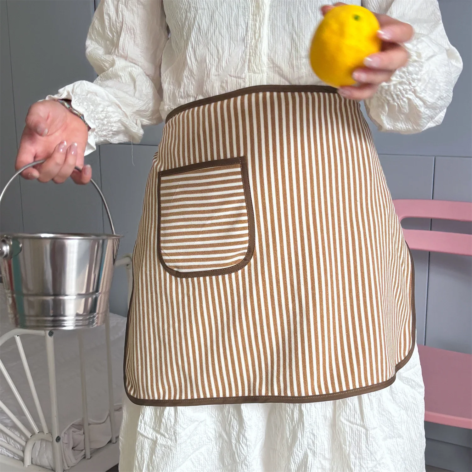 German Striped Waist Apron Korean Style Women's Cute Flower Shop Anti Fouling Work Clothes