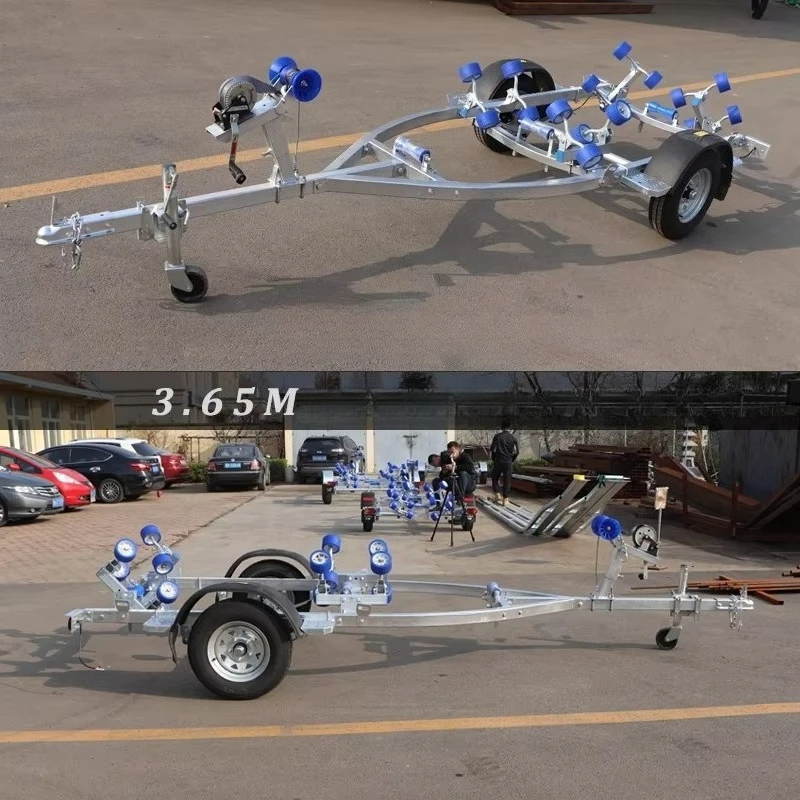 3.65m/12ft Heavy Duty Boat Trailer for Mid-Size Boats, 1500lbs Capacity, Galvanized Steel Frame, Adjustable Bunks & Winch