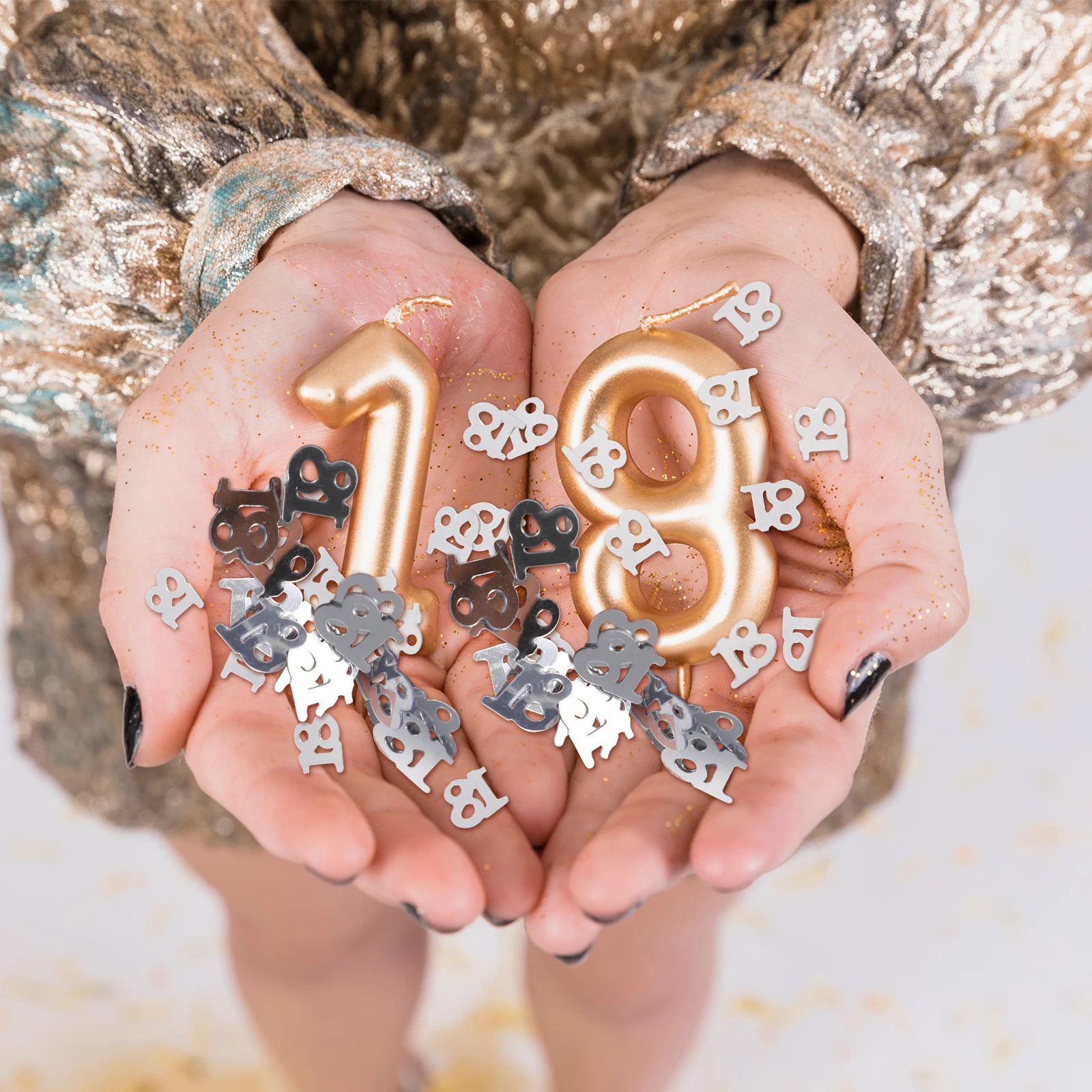 

600pc Digital Number Confetti Plastic Flame Retardant Shiny Wedding Birthday Party Festival Decoration Silver Table Confetti