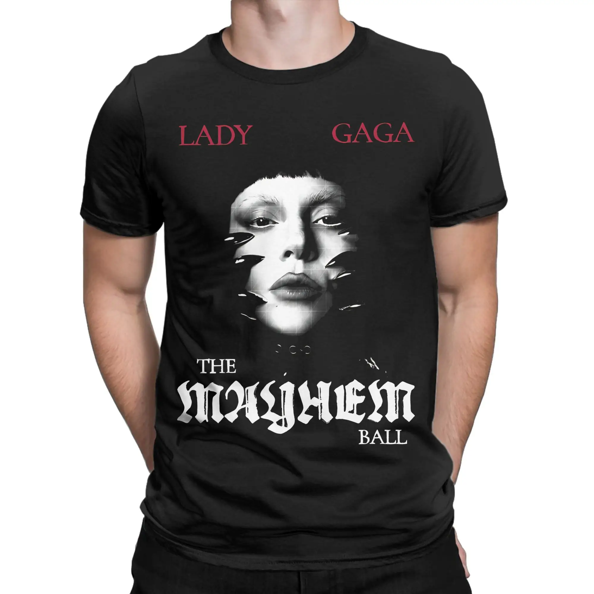 Men Lady Gaga Mayhem Ball Tour T Shirt  Cotton Tops Vintage Short Sleeve Round Neck Tee Shirt 6XL T-Shirt