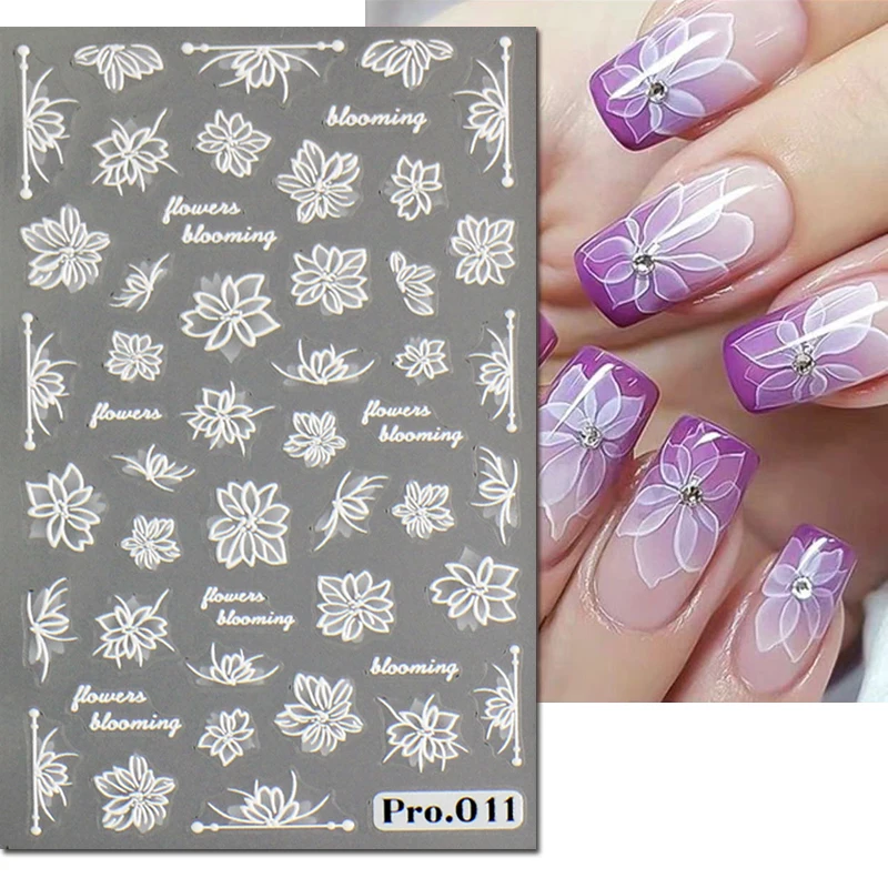 Em relevo Nail Art Adesivos, Rosa Blooming Flores, adesivos Sliders, Decalques Decorações para Nail Dicas Manicures, 5D