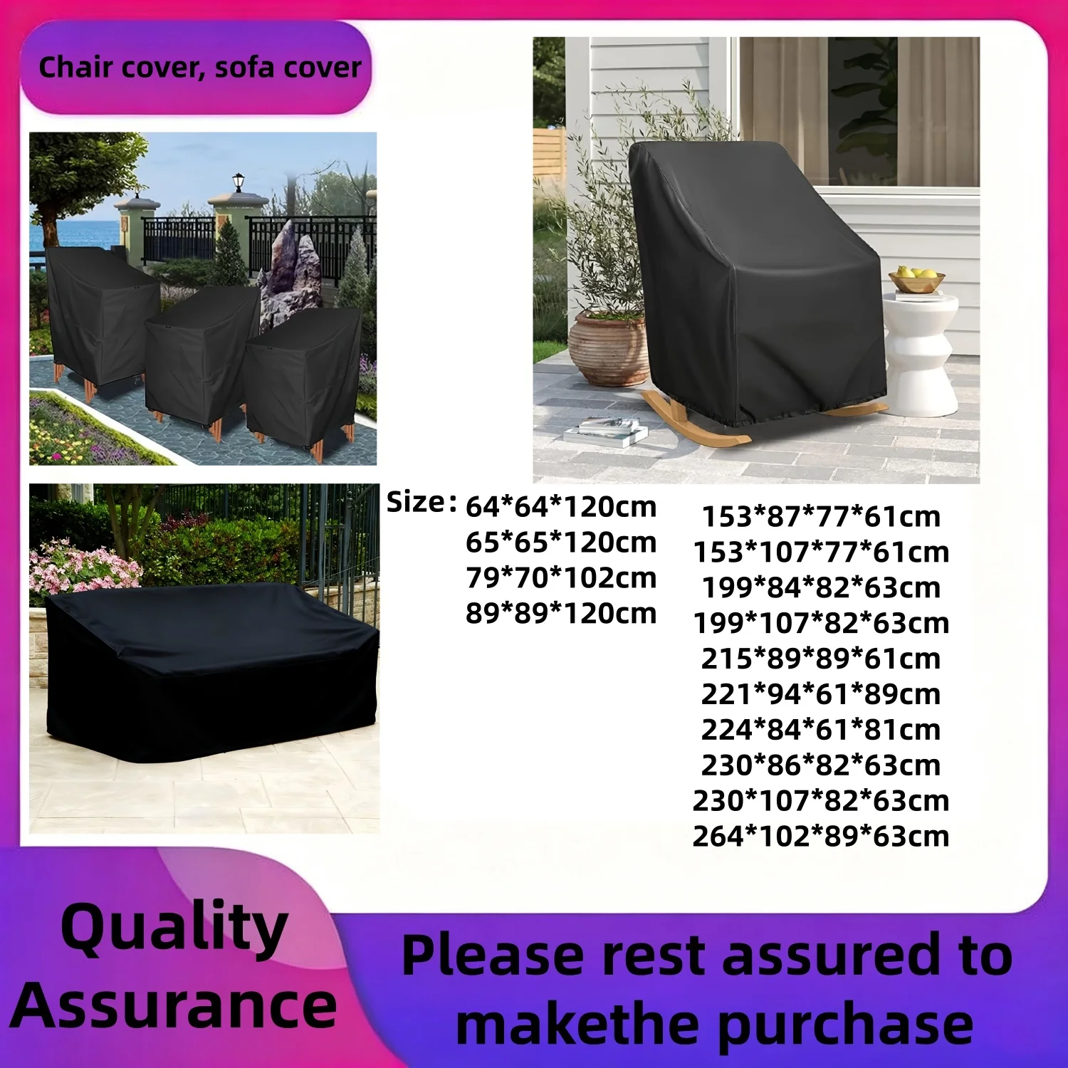 Outdoor Rocking Chair Cover, for Patio Papasan/Egg Rocking Chairs/Recliners, Indoor & Outdoor Use