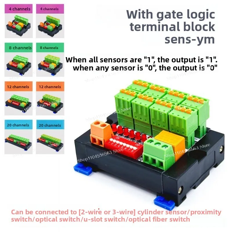 8-channel AND Gate Logic Terminal Blocks, Multi-condition Signal Logic Processing Modules for Industrial Control