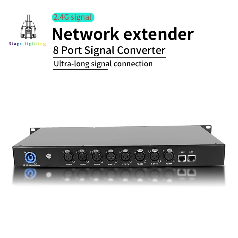 

DMX network extender Artnet-8 with 8-port signal converter for Artnet stage lighting controller output