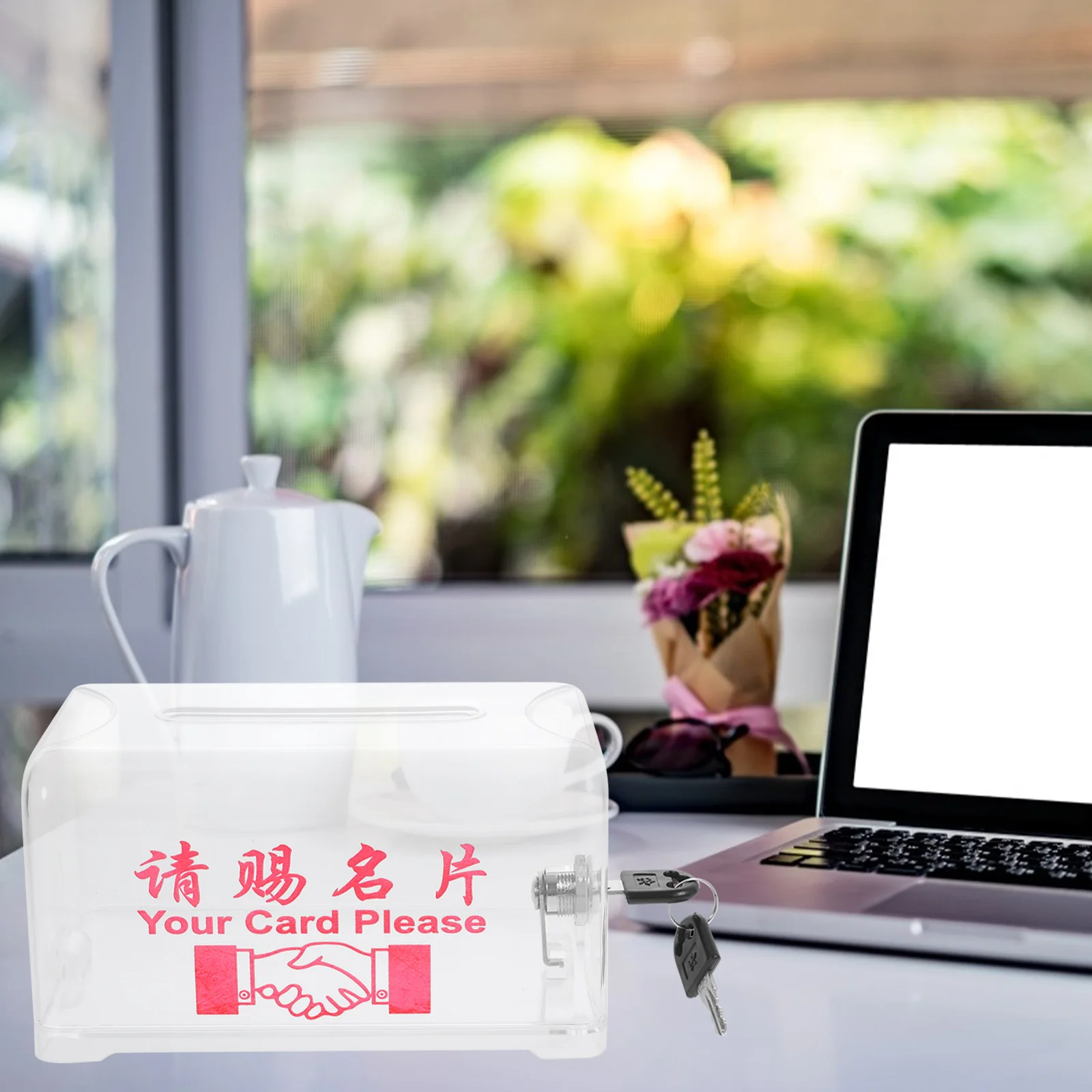 1 مجموعة 1 مجموعة بطاقات الأعمال حامل بطاقة لصندوق المؤتمرات مع قفل منظم سطح المكتب معرض تخزين مكتب الملحقات