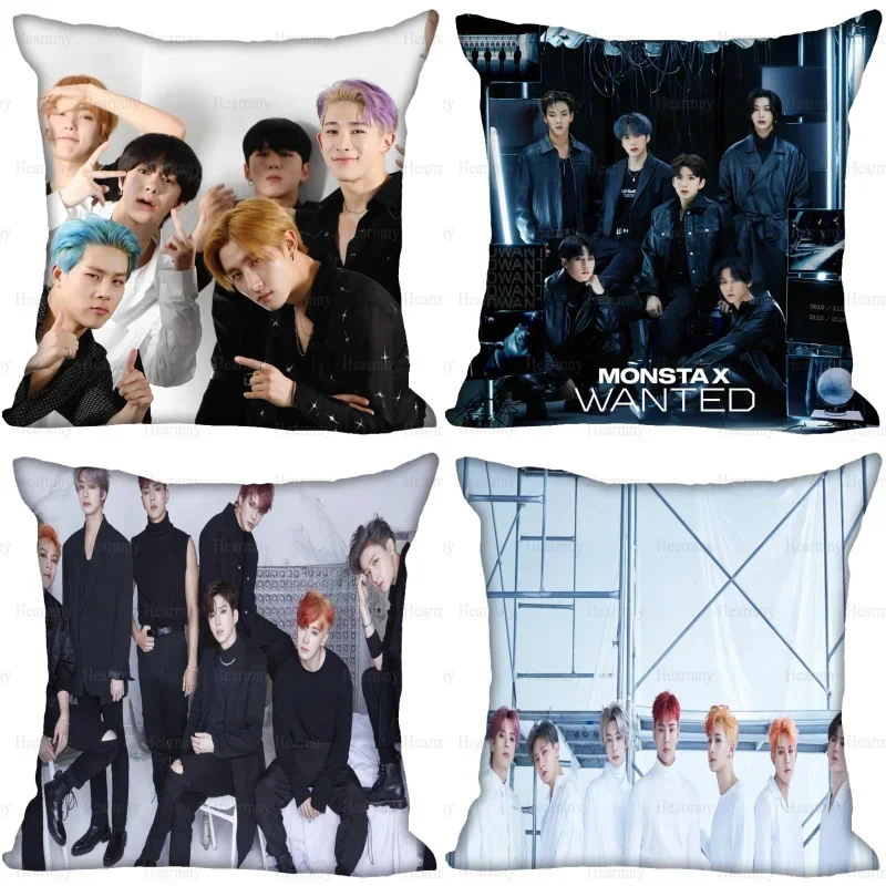 KPOP MONSTA X Pillow Case For Home Decorative Pillows Cover Invisible Zippered Throw PillowCases 45X45cm 0512