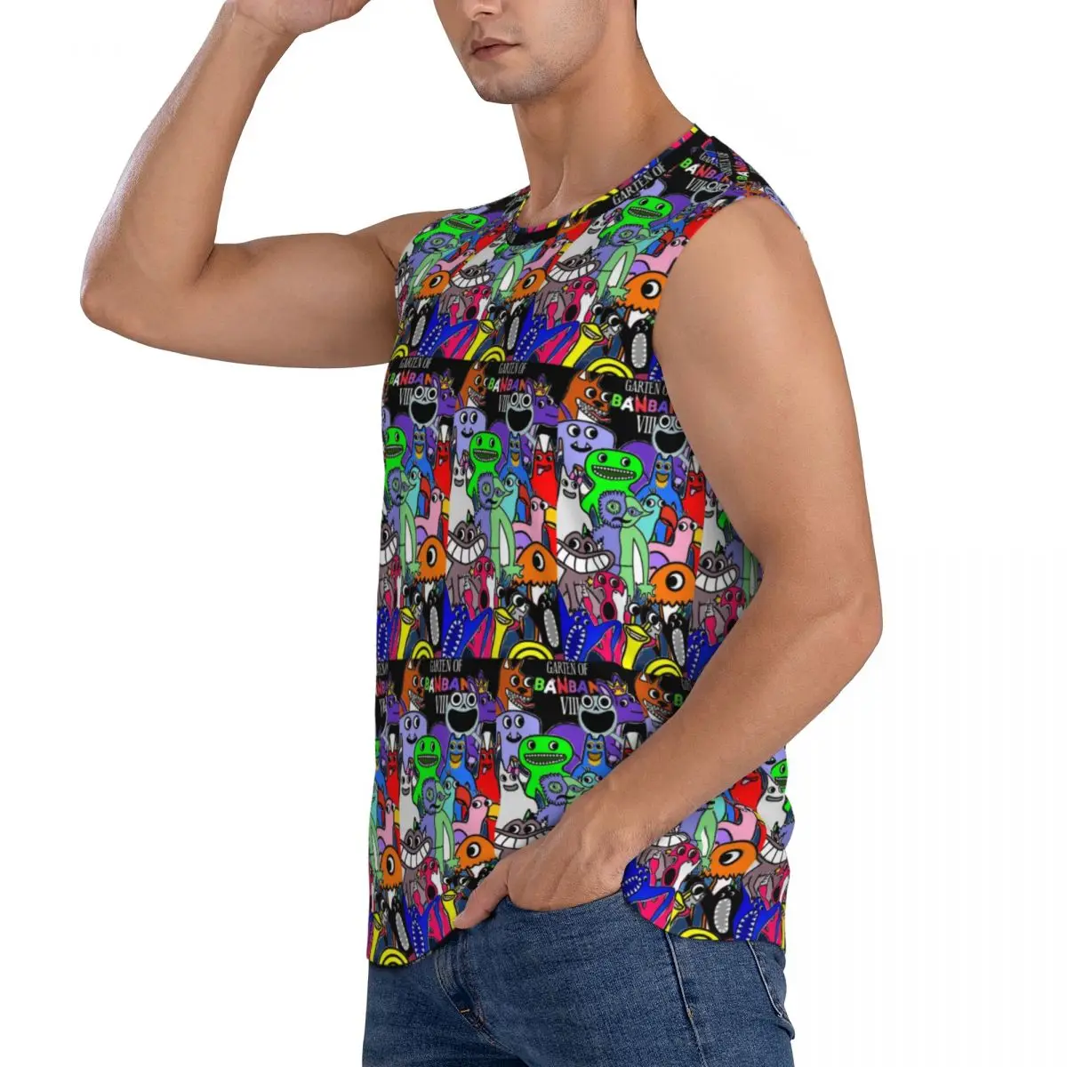 Cartoon Garten Of Banban Men Sleeveless Tank Tops Quick Dry Breathable Gym Fitness Running Summer Casual Sport Vest