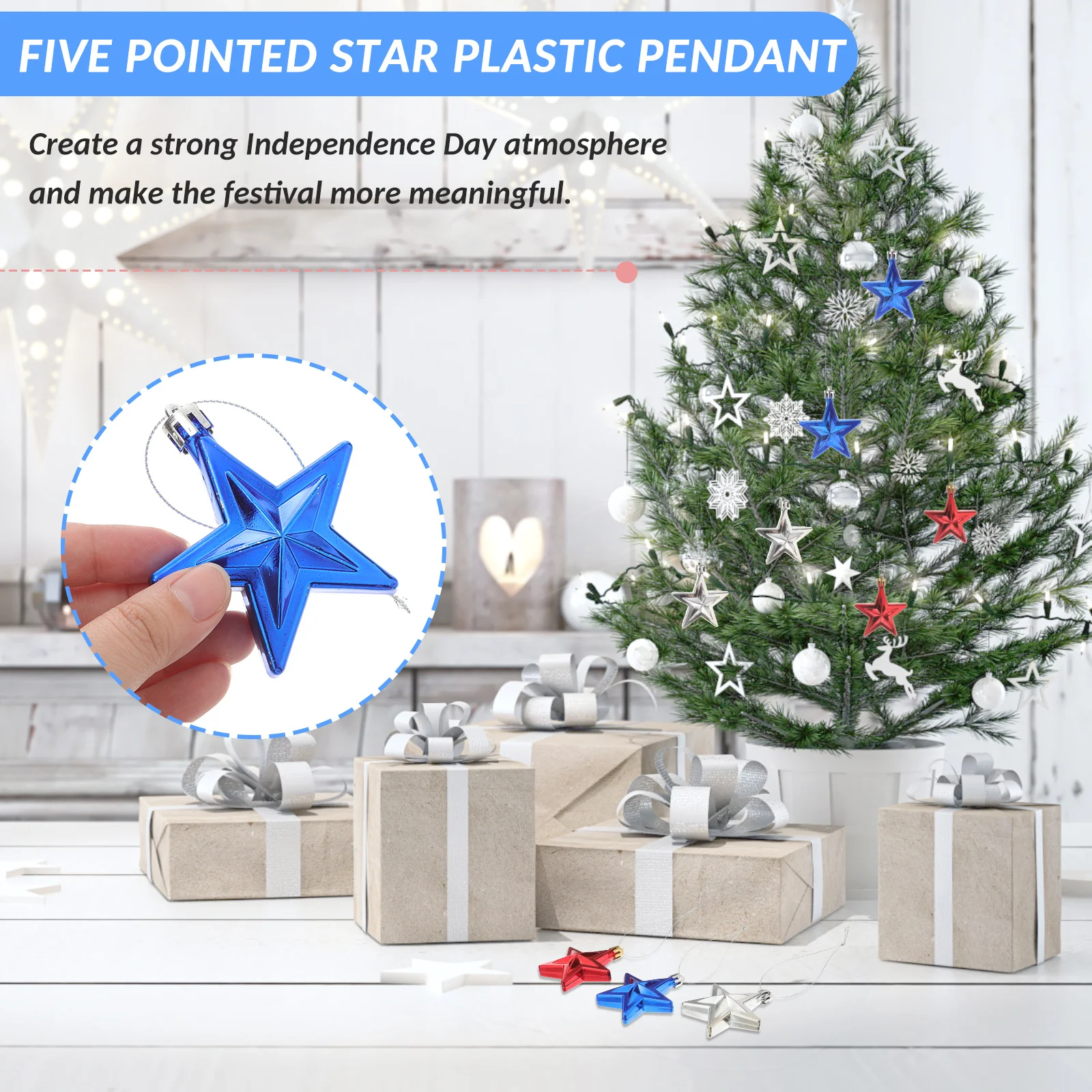 

24Pcs Home Decor Pentagram Pendant Festival Hanging Ornament Random Delivery Independence Day Festival Pendant