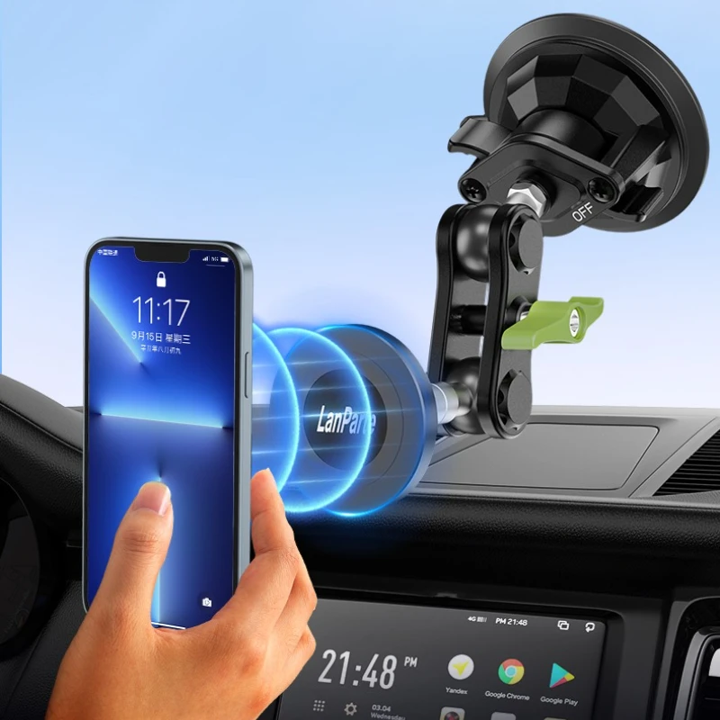 حامل هاتف السيارة والكمبيوتر اللوحي، كوب شفاط قوي مغناطيسي مناسب للوحة القيادة، دوران 360 درجة مضاد للاهتزاز