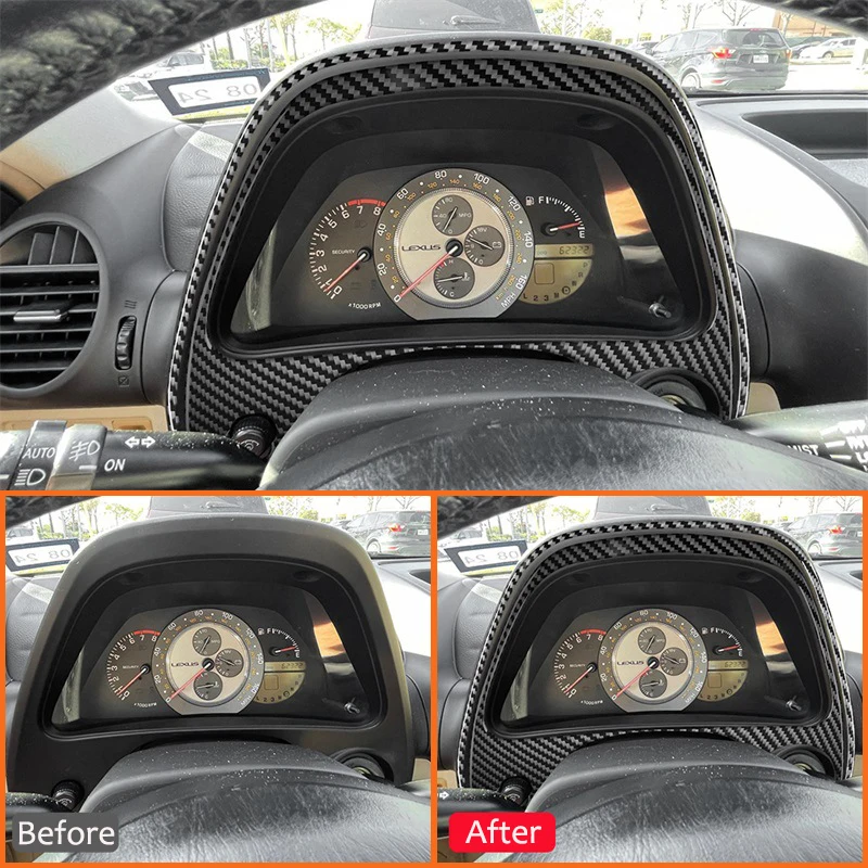 For LEXUS IS 1999-2005 Carbon Fiber Car Center Console Instrument Screen Frame Trim Cover Decoration Sticker Inner Accessories