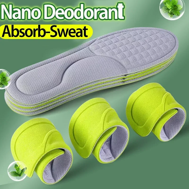 2/12pcs Unisex Memory Foam Orthopedic Insoles Deodorizing Insole Shoes Sports Absorbs Sweat Soft Antibacterial Shoe Accessories