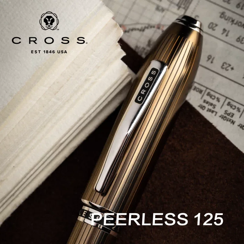 Luxury CROSS Classic 125 Fountain Pen 18K Gold Nib Metal Texture, Business Office Signature Pen Exquisite Festival Business Gift