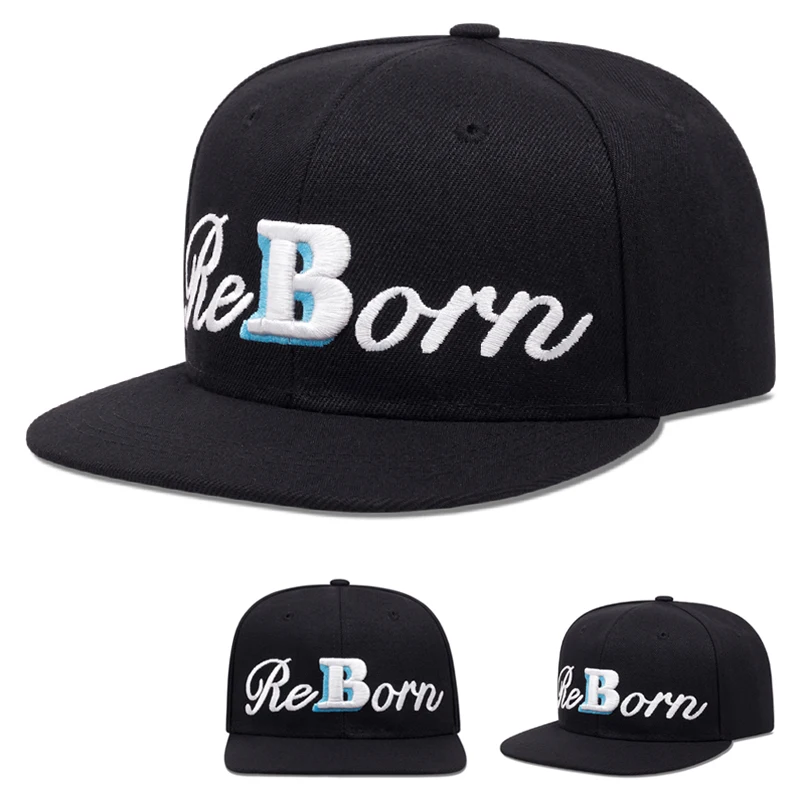 2026 New Hip Hop Skateboarding Hat ReBorn Embroidered Baseball Hat Daily Commuting Decoration Sunshade Hat Unisex Flat Edge Hat