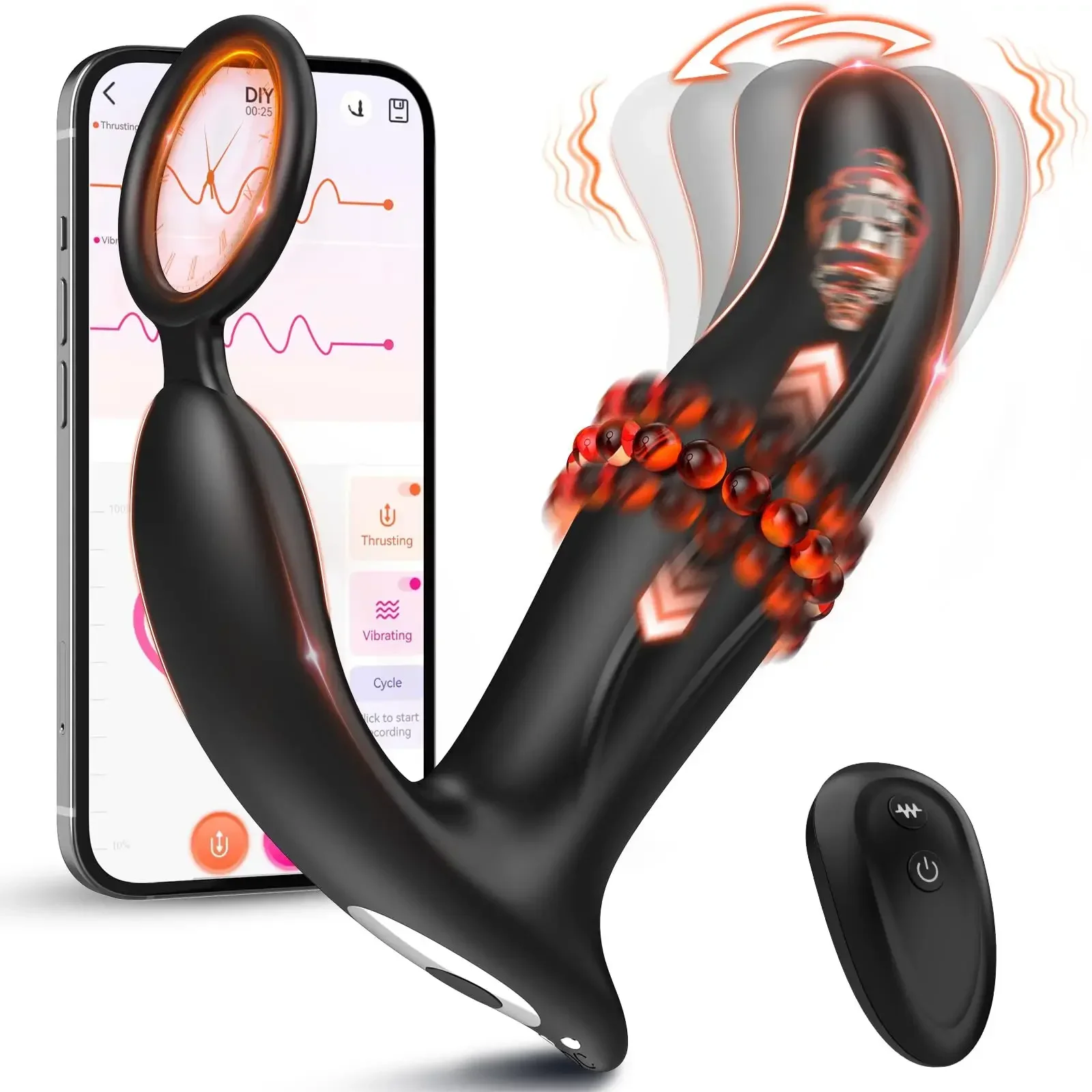 APP Fernbedienung Männlich Prostata-massagegerät Wackeln Stieß Anal Vibrator Butt Plug mit Cockring Anus Sex Spielzeug für Männer Homosexuell