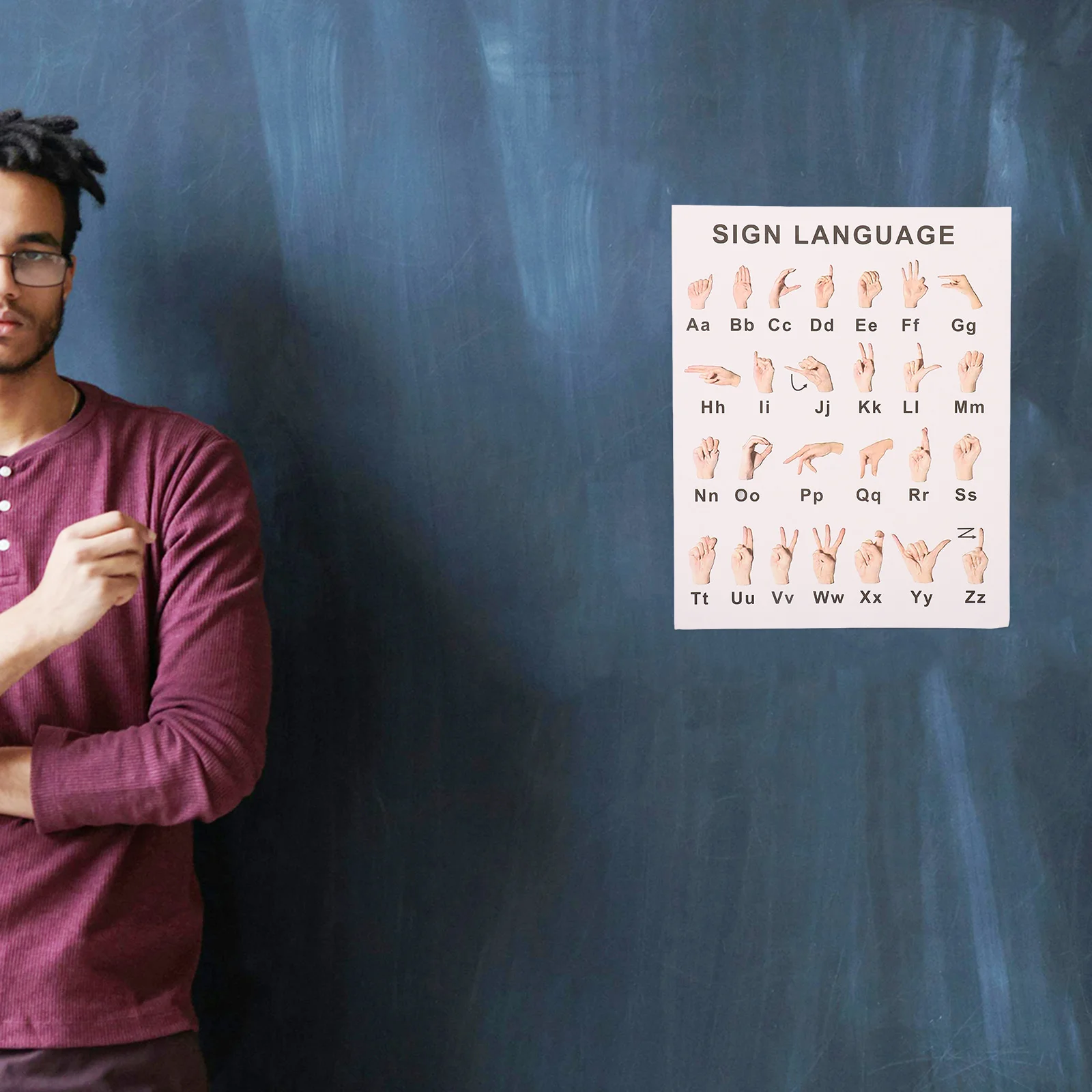 8 fogli di poster di apprendimento Asl, alfabeto linguistico dei gesti per principianti, aula, decorazione della parete di casa, grafico educativo