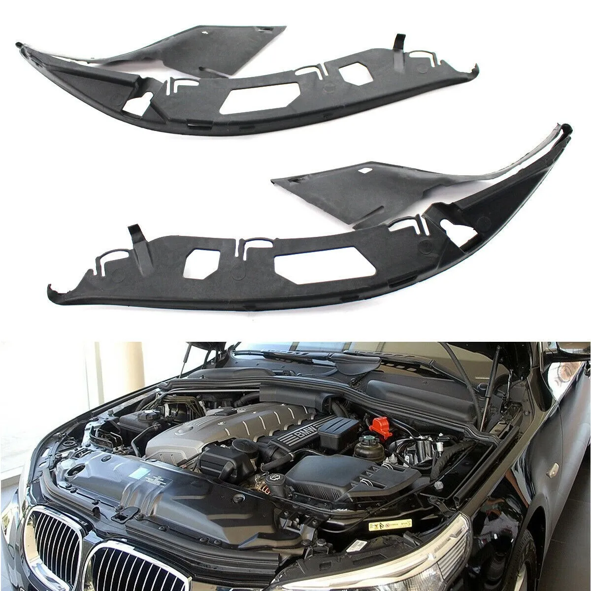 زوج متين L + R العلوي عدسة المصباح الأمامي شل غطاء ختم طوقا ل-BMW E60 5-Series 2004-2010 63126934511 63126934512