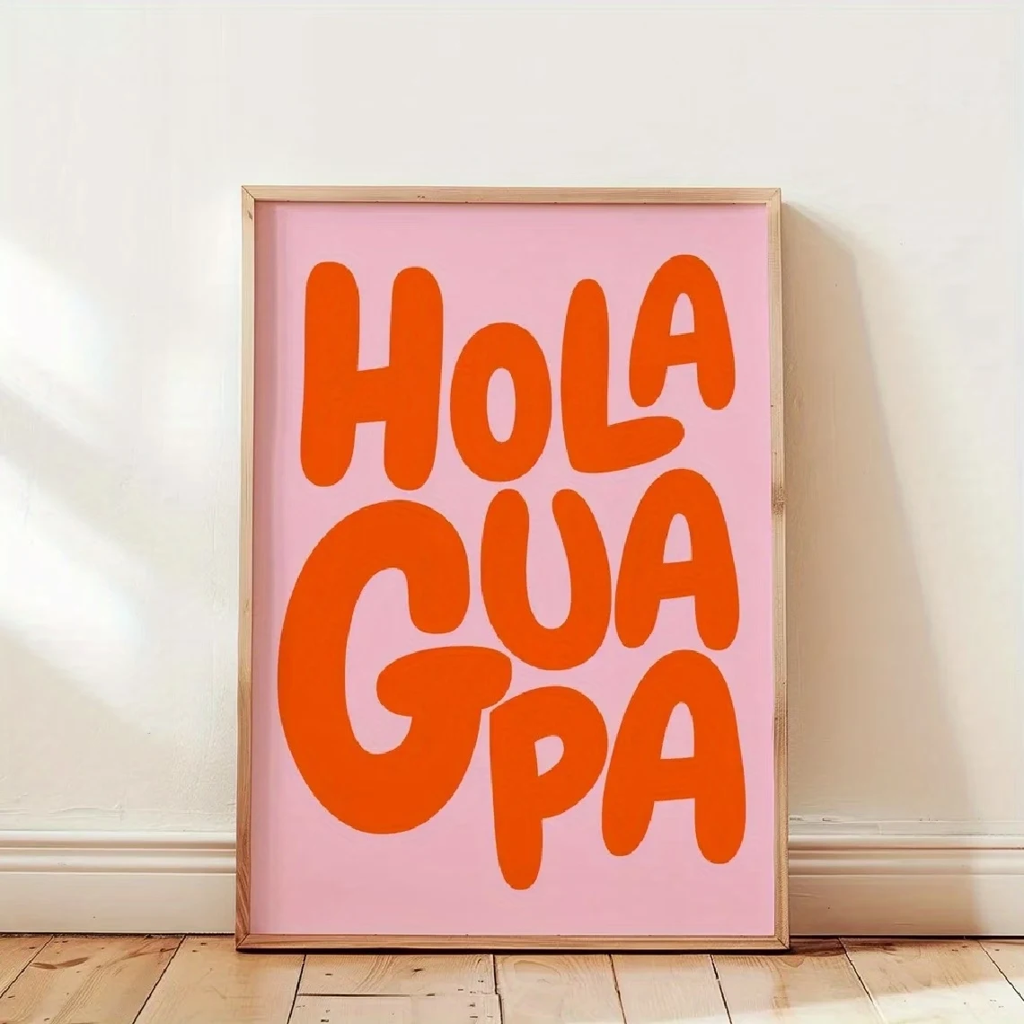 Modern Pink And Orange Cute Hola Guapa Quote Wall Art Print Canvas Painting Poster Picture For Living Room,Bedroom Home Decor