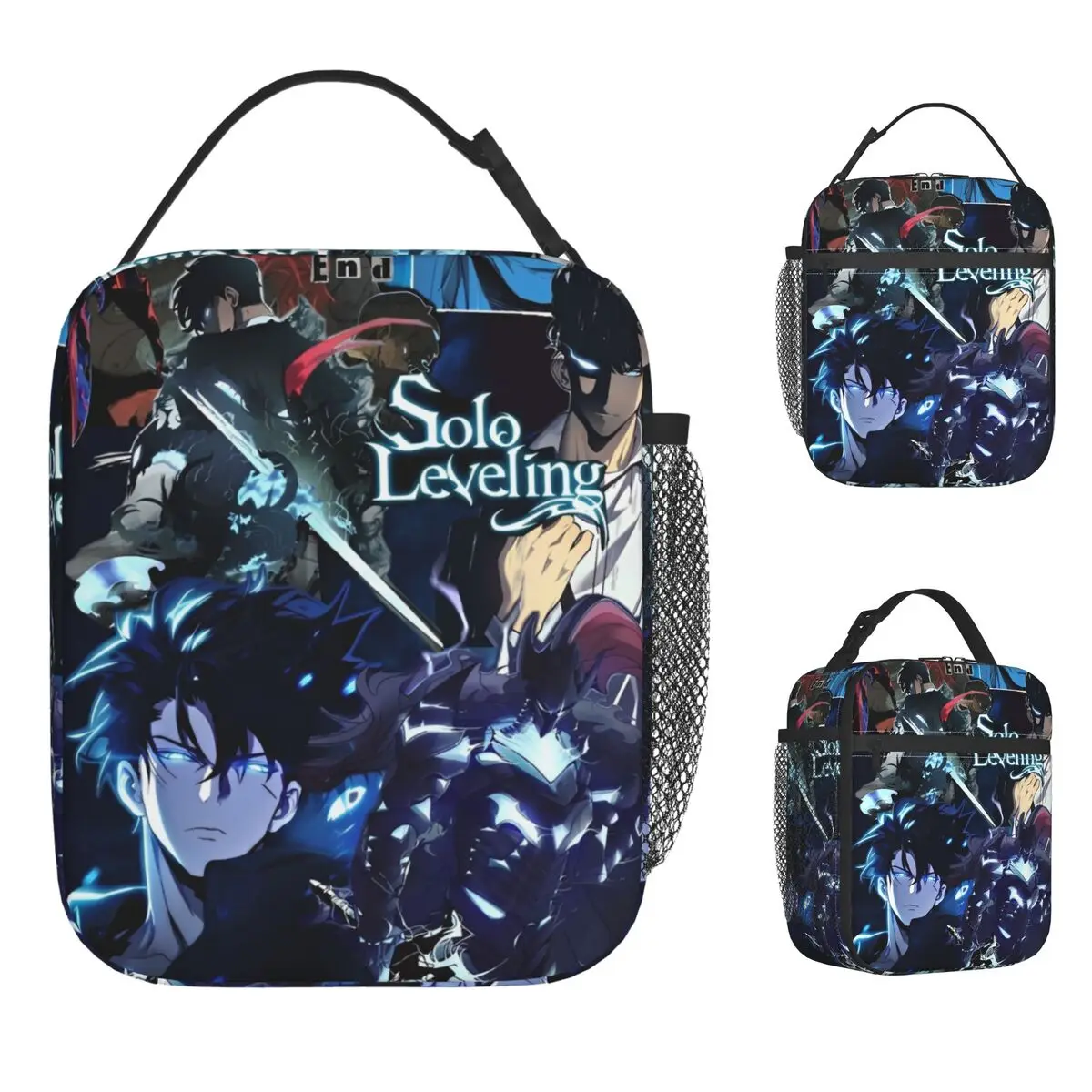 

Solo Leveling Arise Anime Lunch Bag Sung Jinwoo Manga Lunch Box Office Portable Tote Food Bags For Women Waterproof Cooler Bag
