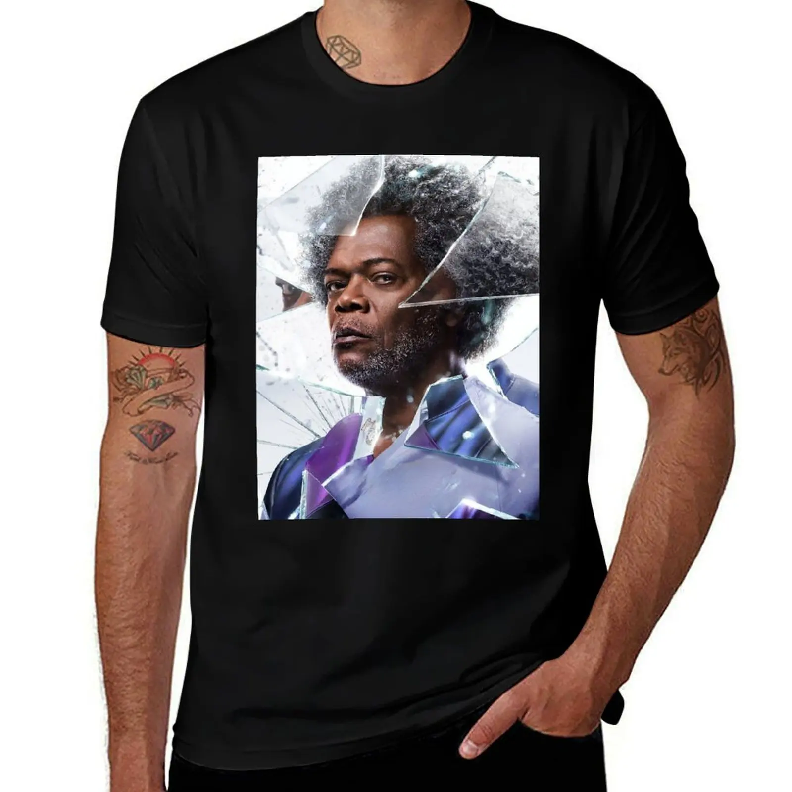 Samuel L Jackson Glass T-Shirt Basic Simple Casual Short Sleeve Tee T-Shirt