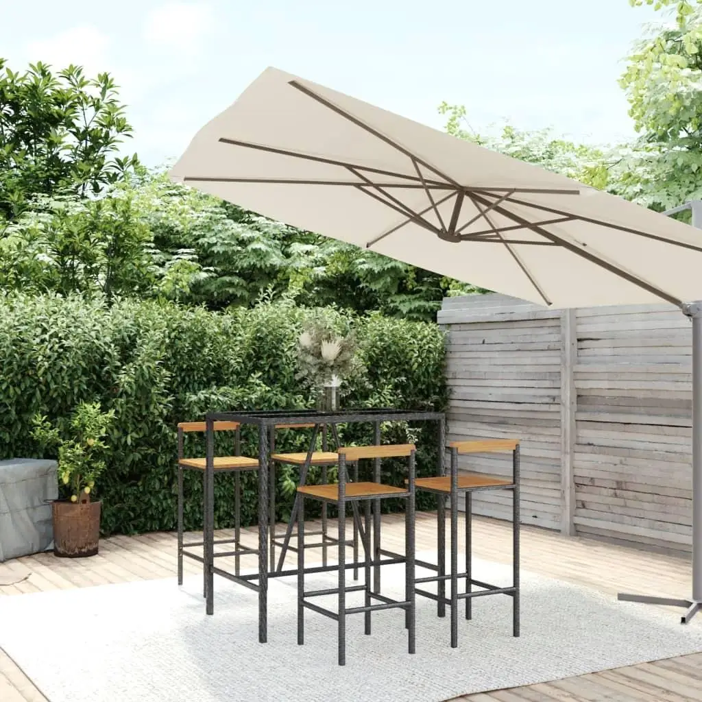 

Garden Bar Set Outdoor Furniture Black Patio Dining Set with Cushions and Table Modern Design for Garden Balcony Backyard