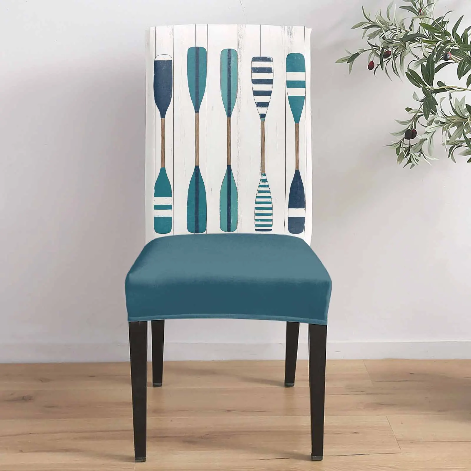 

Vintage Wood Grain Paddle Chair Cover for Dining Room Spandex Stretch Seat Cover for Wedding Banquet Party Seat Case