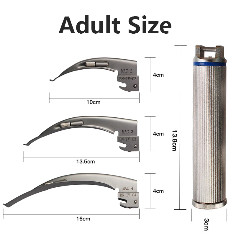 Medical Adult Anesthesia Laringoscopio Mirror LED Tracheal Intubation Stainless Direct Laryngoscope Throat Detection Tool B2