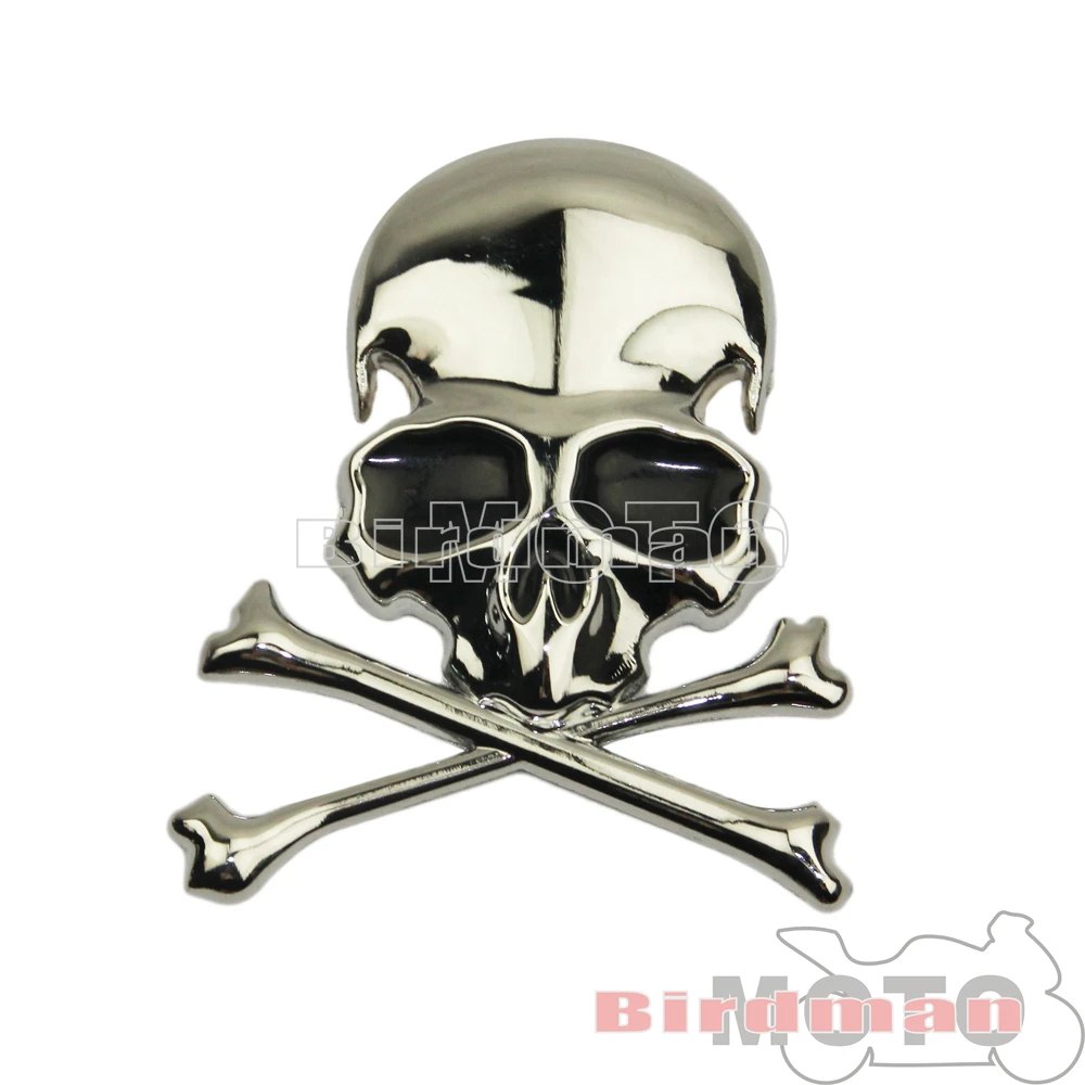 For Harley Chopper Bobber Custom Honda BMW Suzuki 3D Chrome Metal Skull Skeleton Car Trunk Tailgate Emblems Badges Decal Sticker view 5