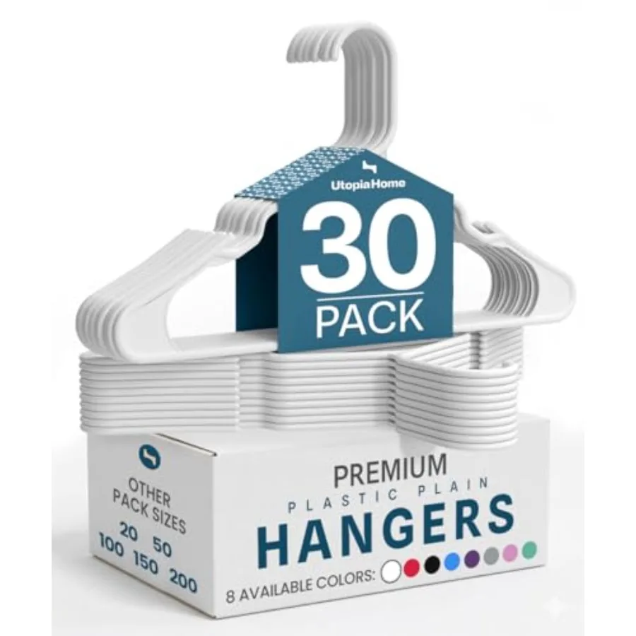 

Plastic Hangers 30 Pack - Perfect Space Saving Clothes Hanger - Durable and Strong - Perfect Closet Organizers with Shoulder Gr