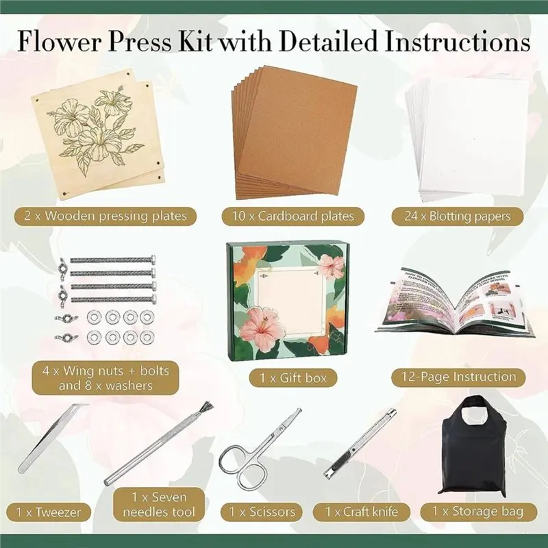 CQMF-Flower Press Kit Wooden Layer Design For Crafts, Scrapbooking Bookmaking Bookmark Creation Dried Flowers Included Plant