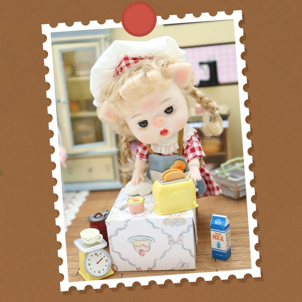 

Fashion Pig Nose Big Eyes Toys Dolls Movable Joint Ball Jointed Body Cartoon Baker Bjd Mini Barista Cute Bjd Anime