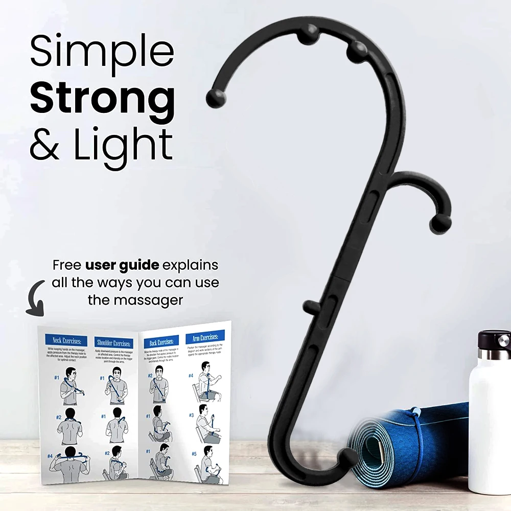 Customizable Back, Neck and Foot Massager for Trigger Point Fibromyalgia Pain Relief and Self Massage Hook Cane Therapy