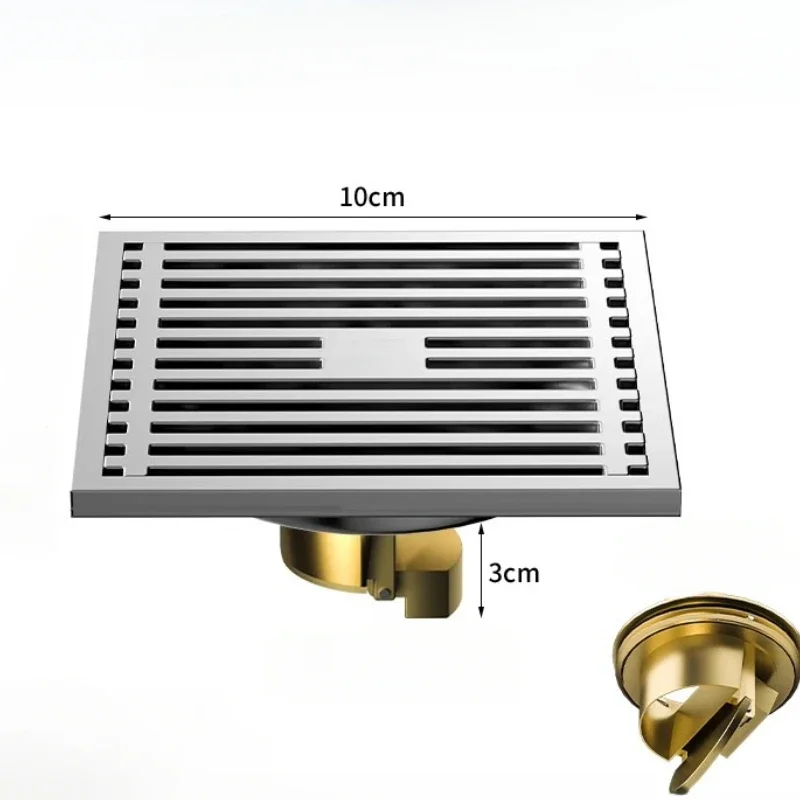 Bathroom shower floor drain made of 304 stainless steel material, kitchen square anti odor floor drain