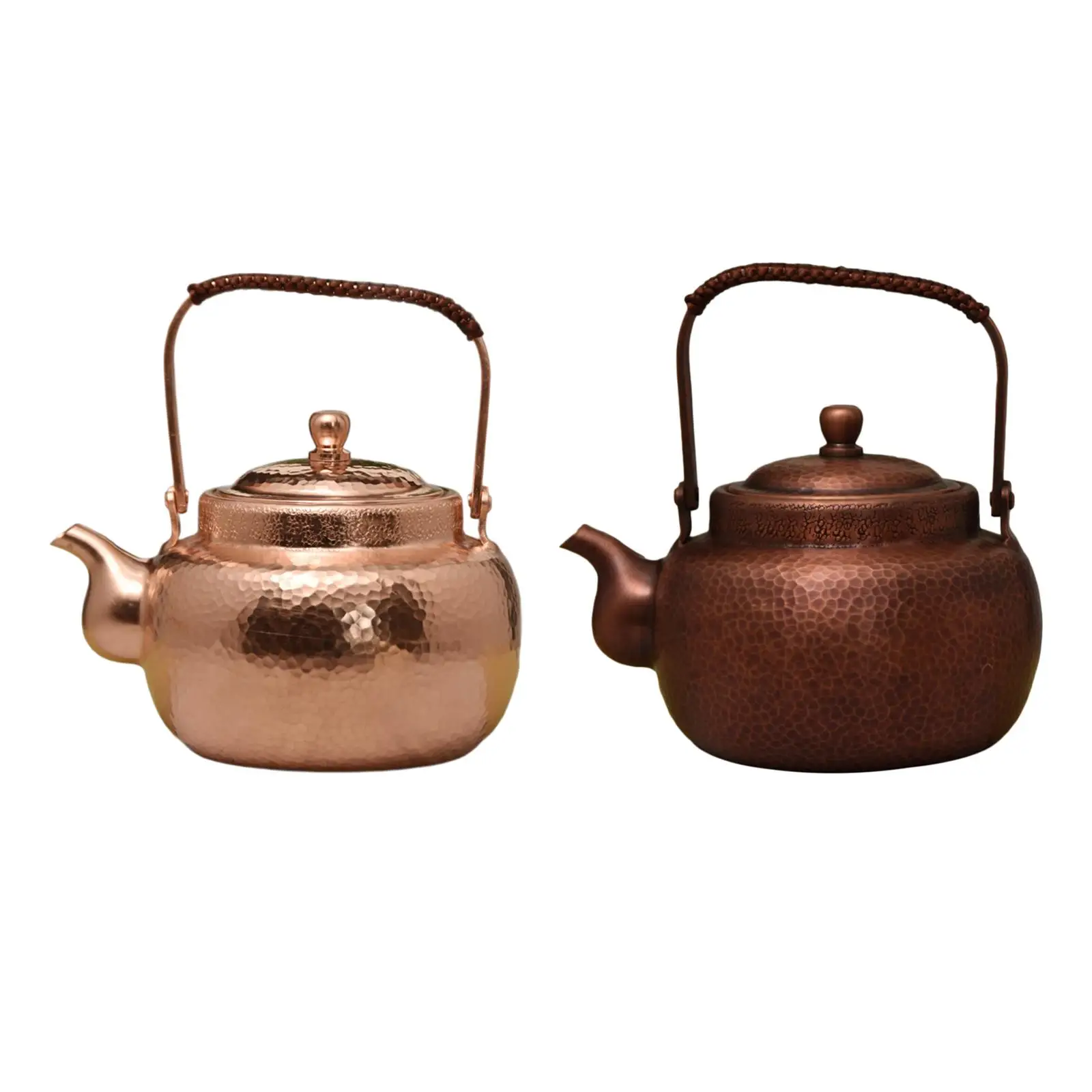 

Copper Tea Kettle Hot Water Kettle Copper 1.7L Electric/Induction/Gas Stove Water Boiler Jug Woven Wrapped Handle Kongfu Teapot