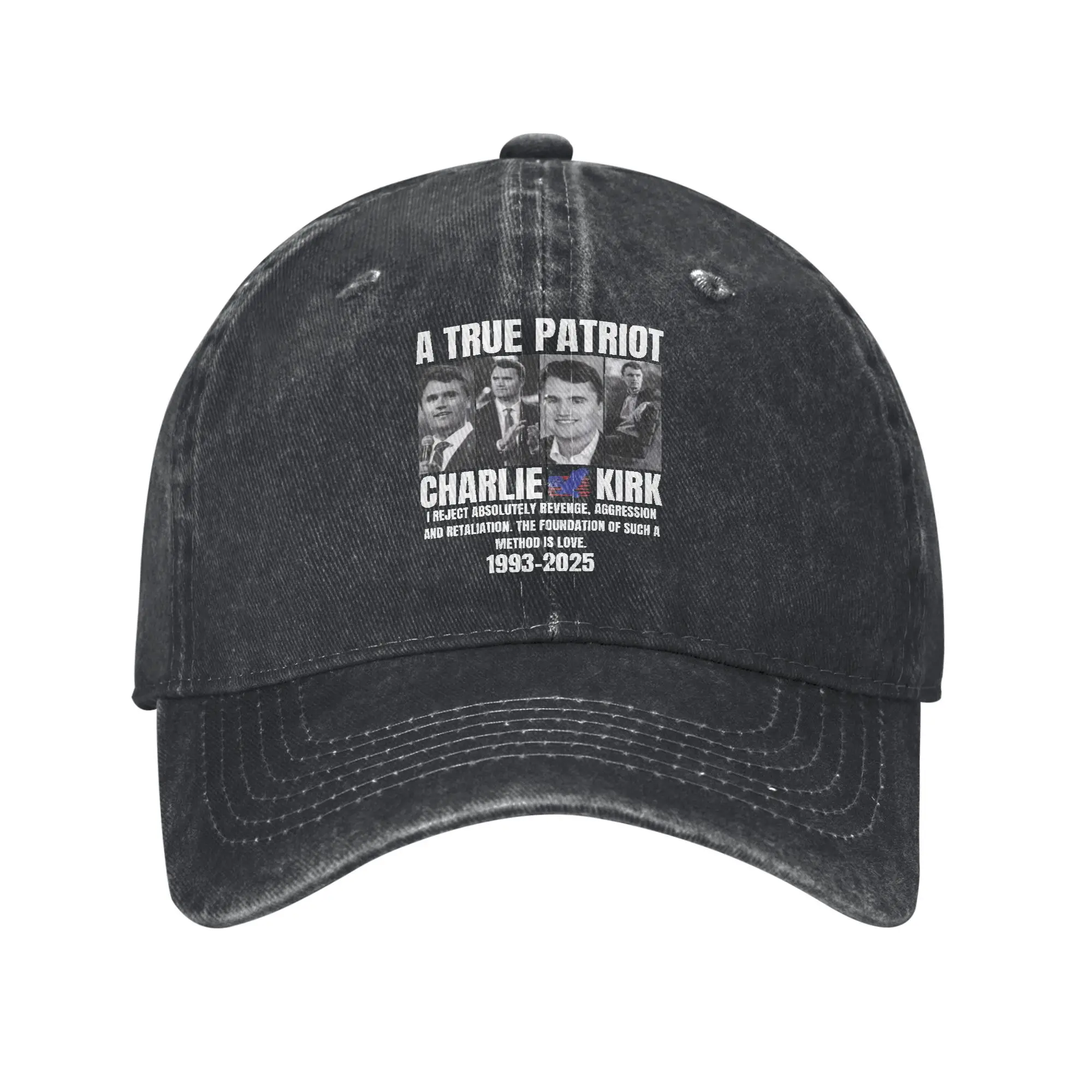 Charlie Kirk A True Patriot Baseball Cap Unisex Distressed Snapback Cap Rest In Peace Support Outdoor Travel Adjustable Fit Hat