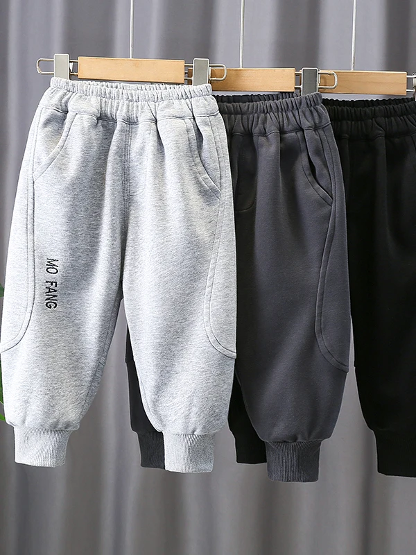 

Весенние повседневные брюки для мальчиков, модные прямые хлопковые брюки с эластичной резинкой на талии, удобные дышащие спортивные штаны