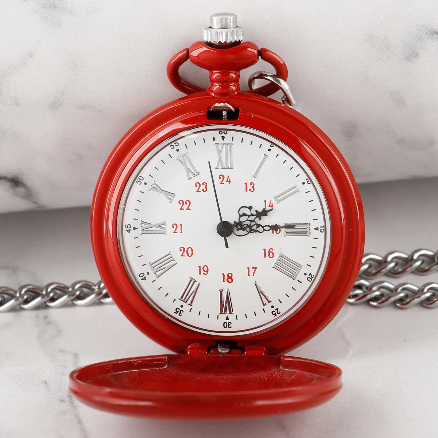 Christmas Best Red Gift Quartz Pocket Watch Vintage High Quality Steel Steampunk Unisex Necklace Clock Accessories