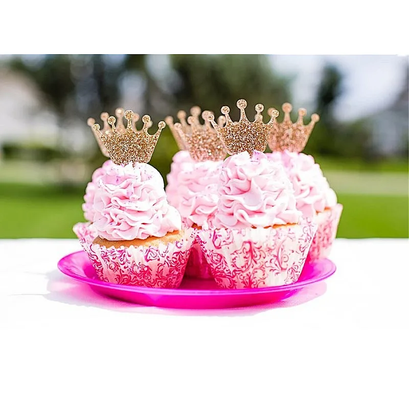 

Акриловые блестящие топперы для кексов с короной принцессы (набор из 24 шт.) для детей/детей, украшения для дня рождения, поставки